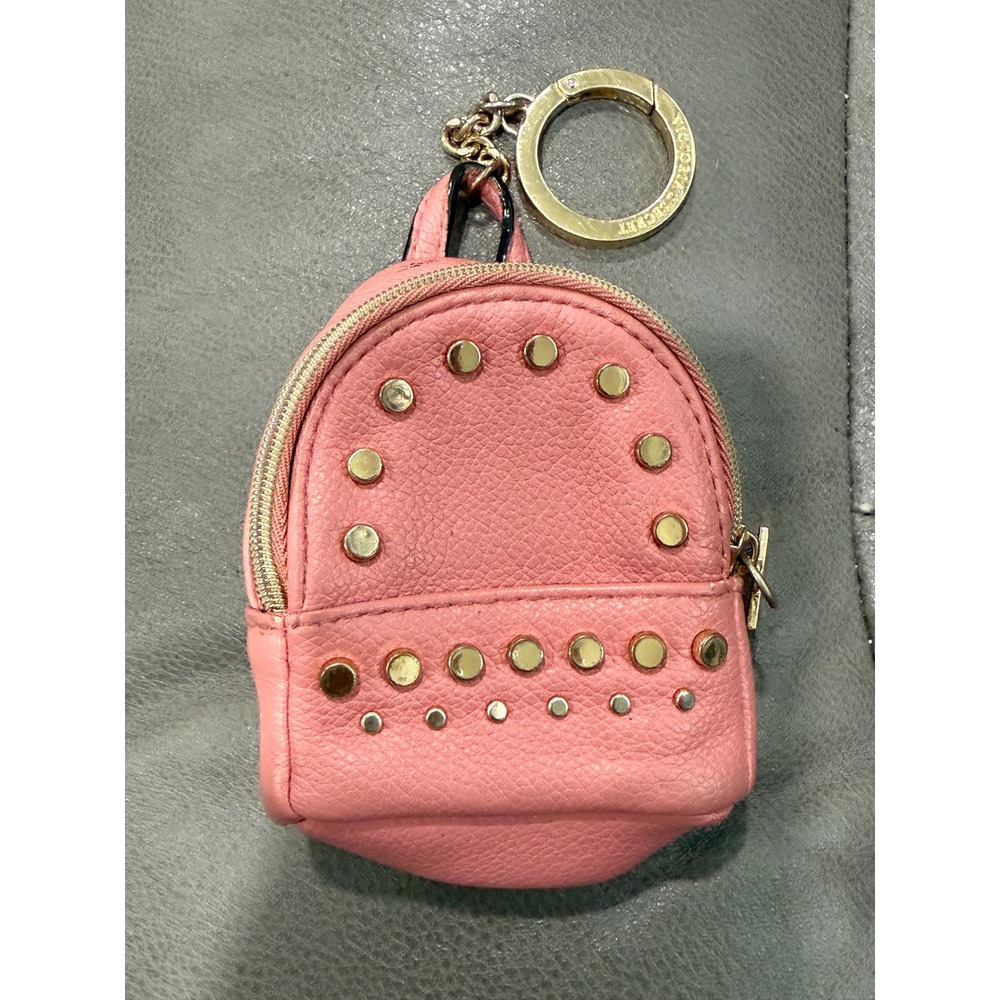 Victoria's Secret Pink Studded Mini Backpack Keychain‎ Bag Charm Coin Purse Gold